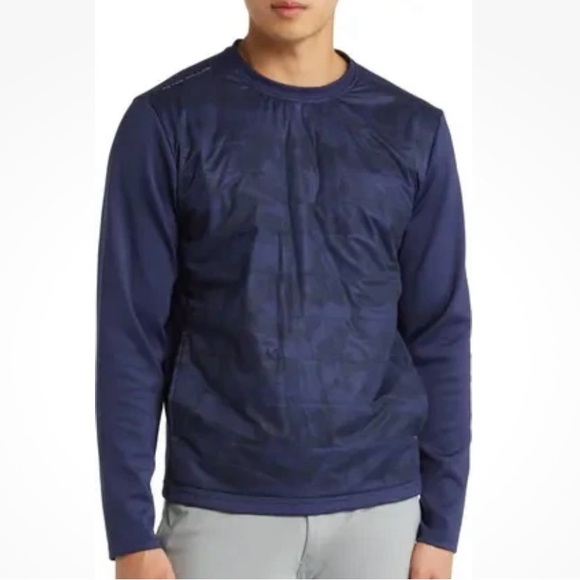 Peter Millar Bond Elite Jacket Navy Camo Crewneck Pullover Pockets Men’s Size Sm